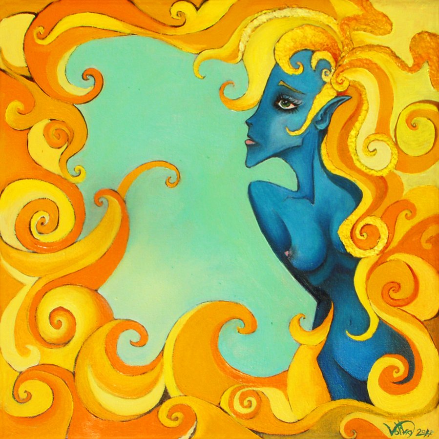 La Princesa Azul acrylic painting