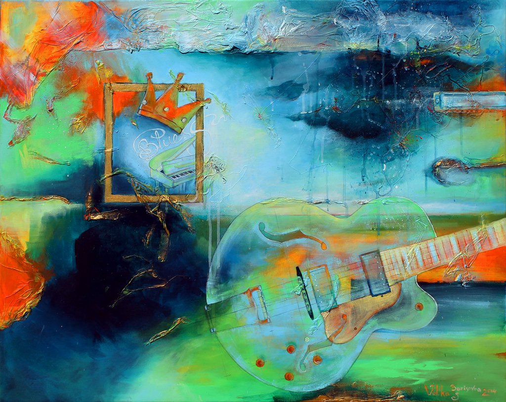 Light Rainy Blues acrylic painting